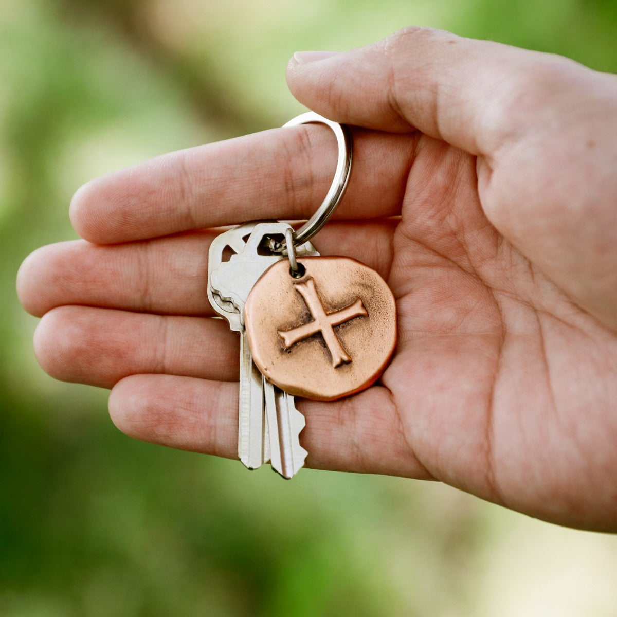 Roman Cross Coin Key Ring (Brass)