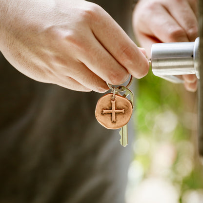 Roman Cross Coin Key Ring (Brass)