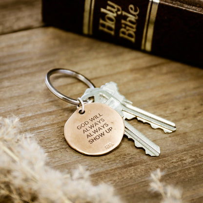 Roman Cross Coin Key Ring (Brass)