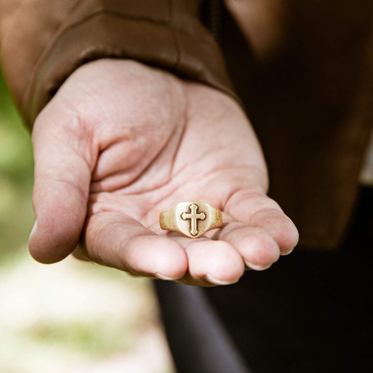 Faith Hope & Love Cross Signet Ring (14K Solid Gold)