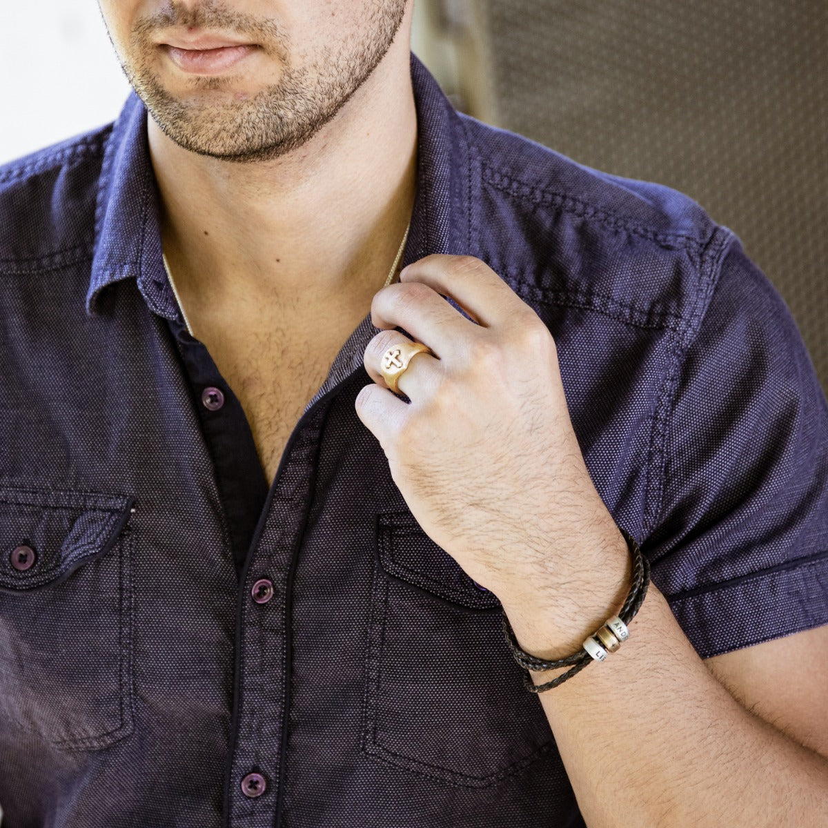 Faith Hope & Love Cross Signet Ring (14K Solid Gold)