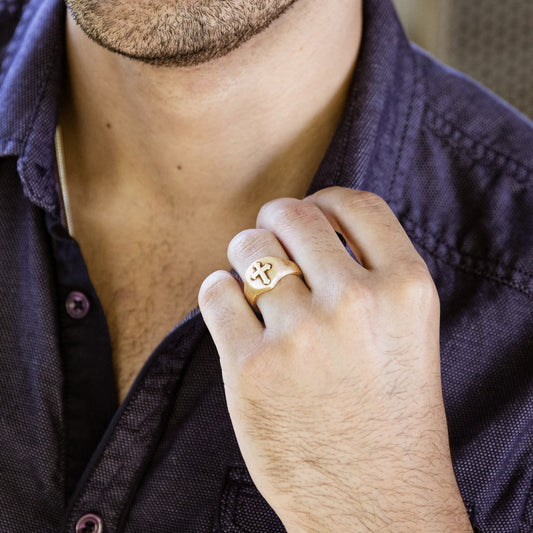 Faith Hope & Love Cross Signet Ring (10K Solid Gold)