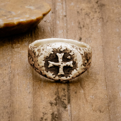 Ancient Cross Signet Ring (10K Solid Gold)