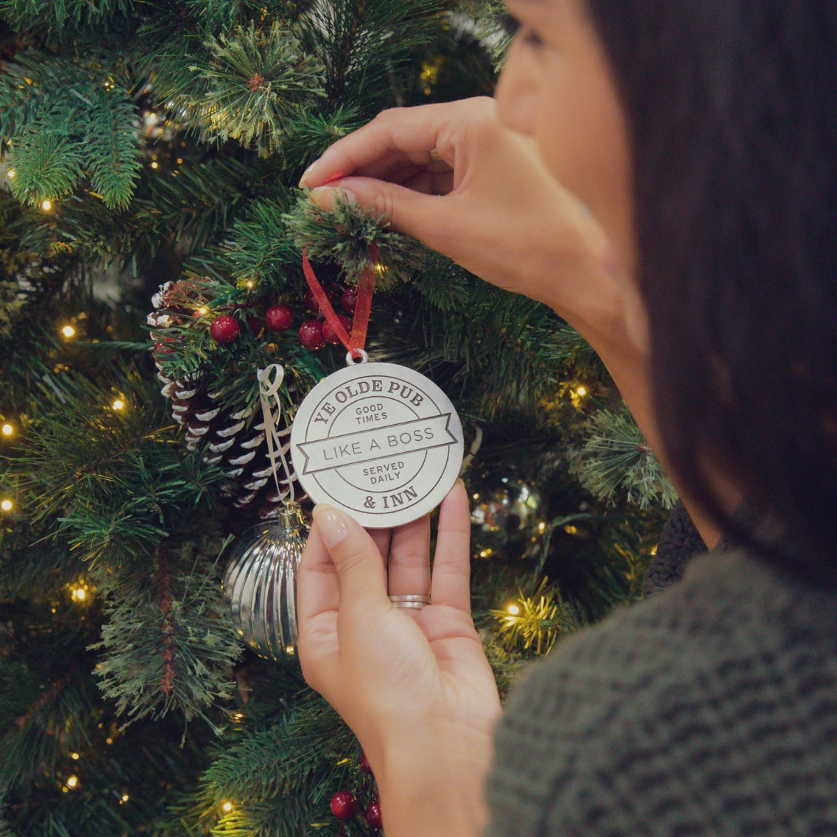 Relax and Enjoy Pub Coaster Ornament (Pewter)