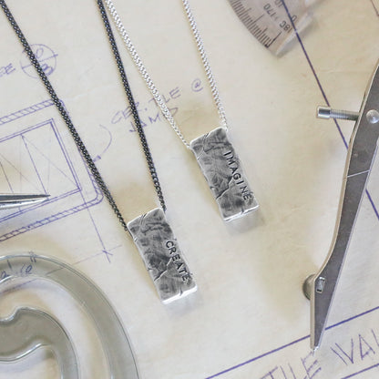 Word Of The Year Necklace - 1 Side (Antiqued Sterling Silver)