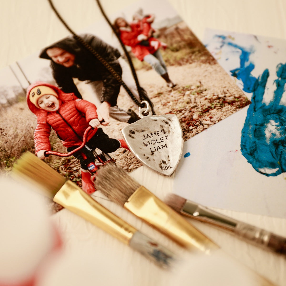 Family Tree Shield Necklace (Antiqued Sterling Silver)