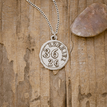 Ezekiel 36:26 Coin Necklace (Sterling Silver)