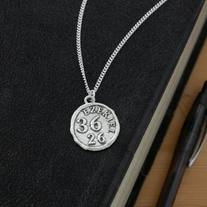 Ezekiel 36:26 Coin Necklace (Sterling Silver)