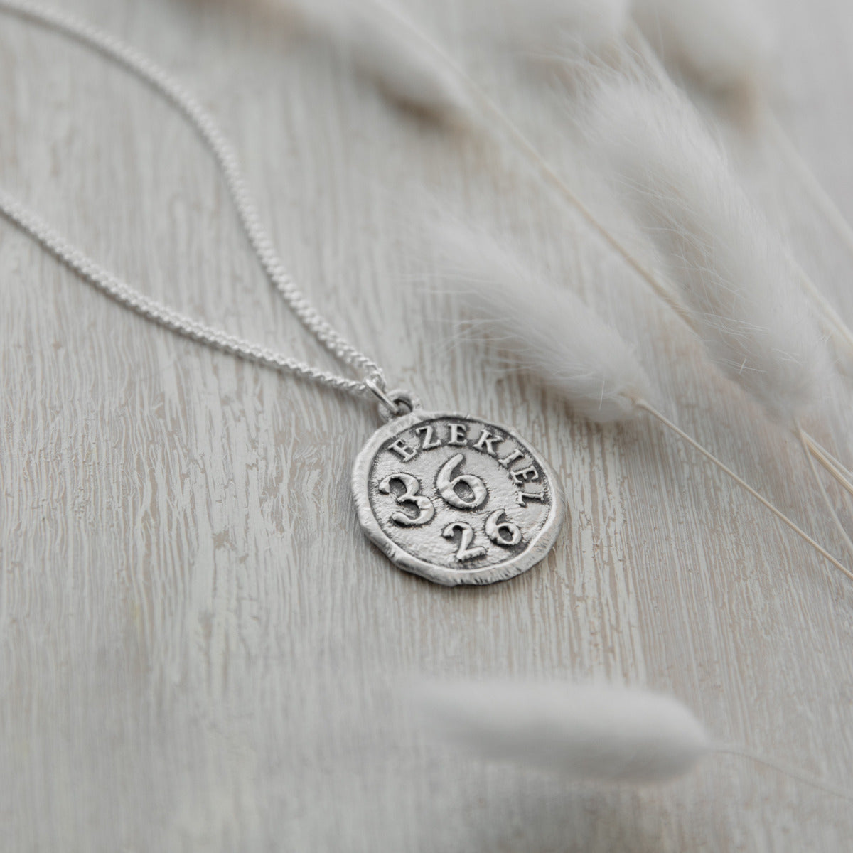 Ezekiel 36:26 Coin Necklace (Sterling Silver)