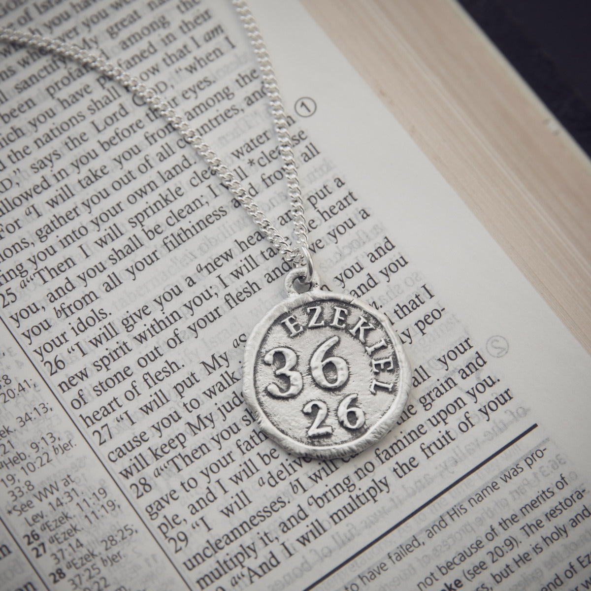 Ezekiel 36:26 Coin Necklace (Sterling Silver)