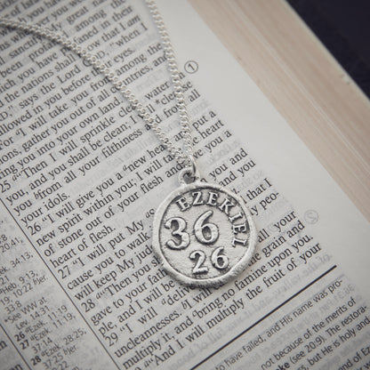 Ezekiel 36:26 Coin Necklace (Sterling Silver)
