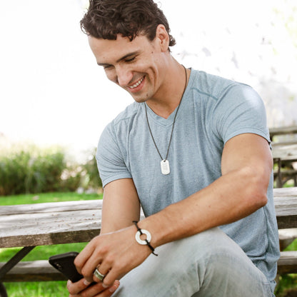 Lasting Bond Dog Tag Necklace Large (Sterling Silver)