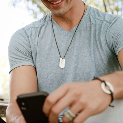 Lasting Bond Dog Tag Necklace Large (Sterling Silver)