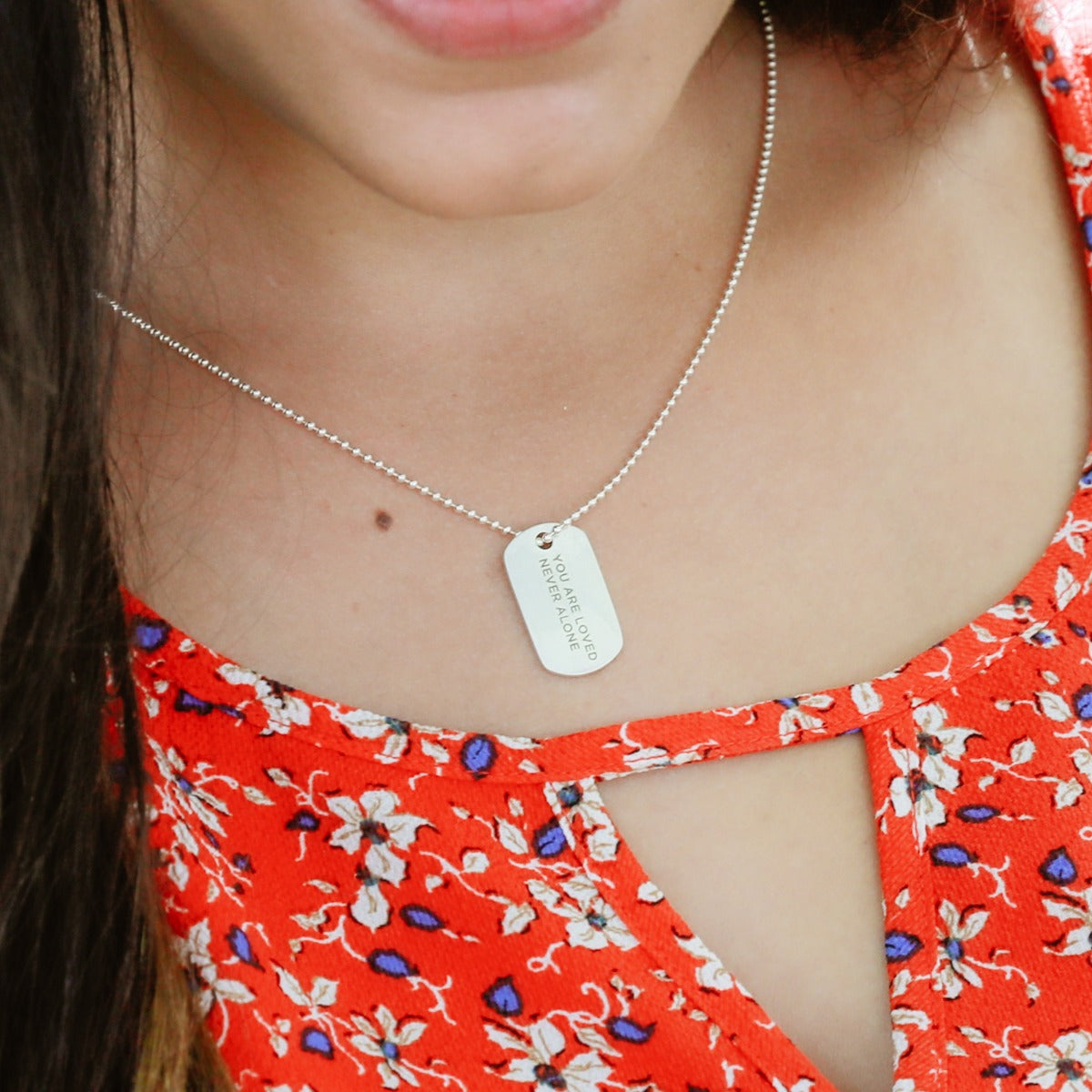 Lasting Bond Dog Tag Necklace Small (Sterling Silver)