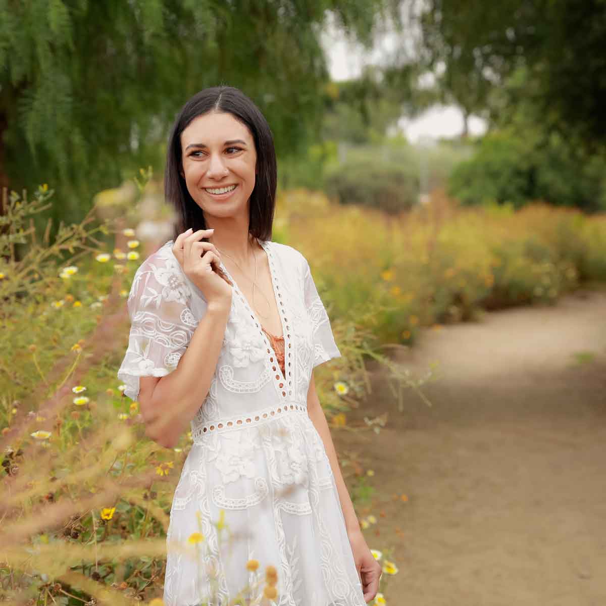 in a field of flowers
