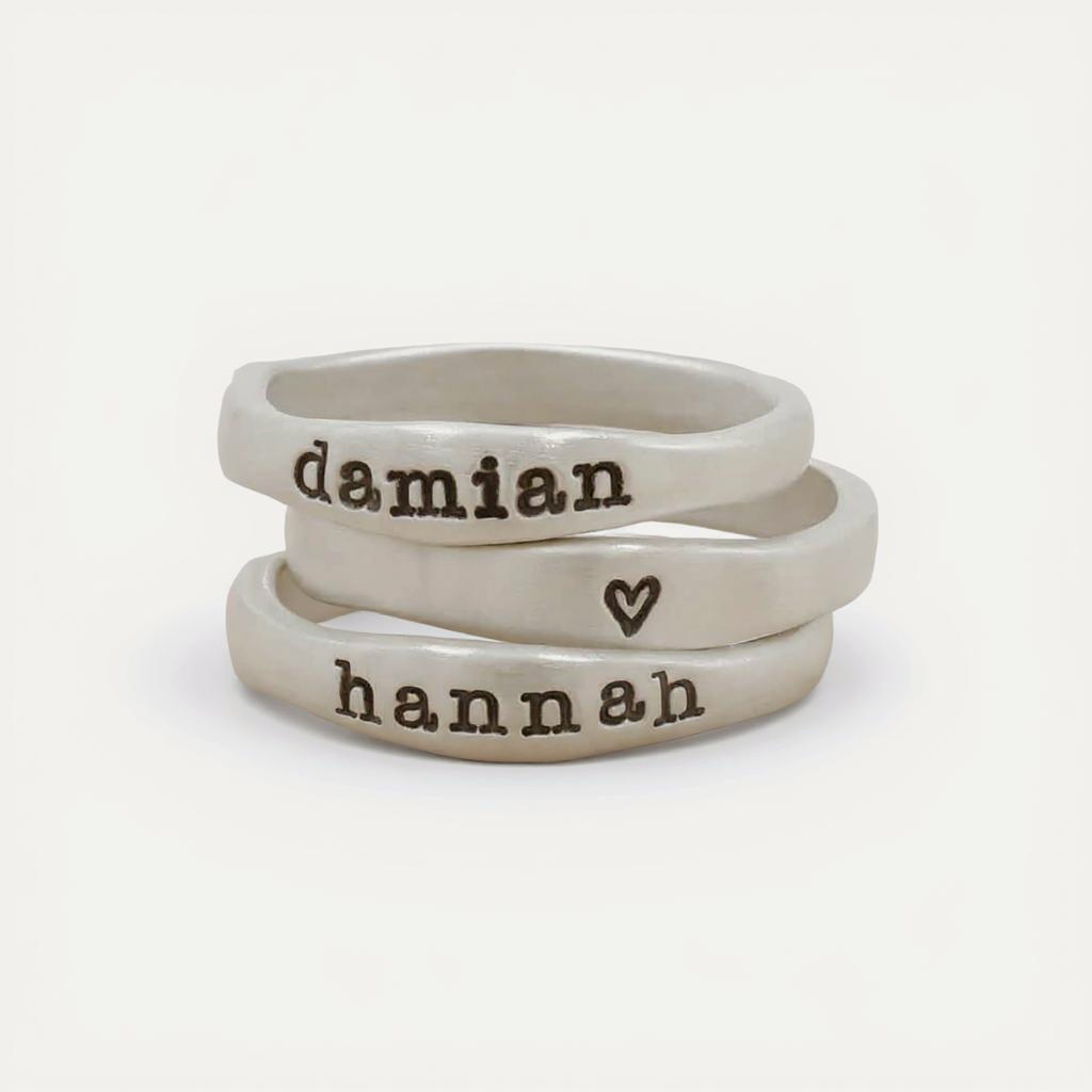 Stacking Name Ring Trio (Sterling Silver)