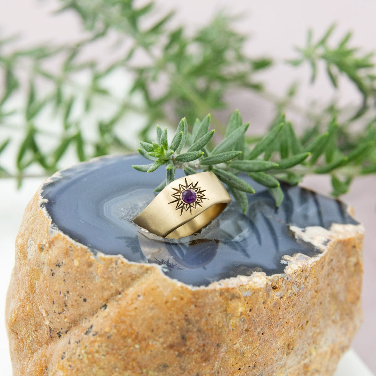 Sunburst Birthstone Ring (10K Solid Gold)