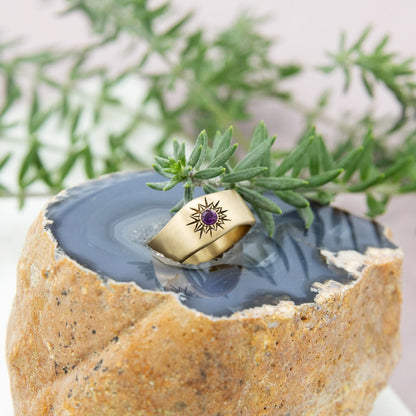 Sunburst Birthstone Ring (10K Solid Gold)