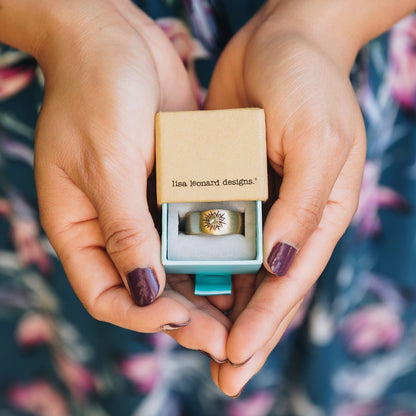 Sunburst Birthstone Ring (14K Solid Gold)