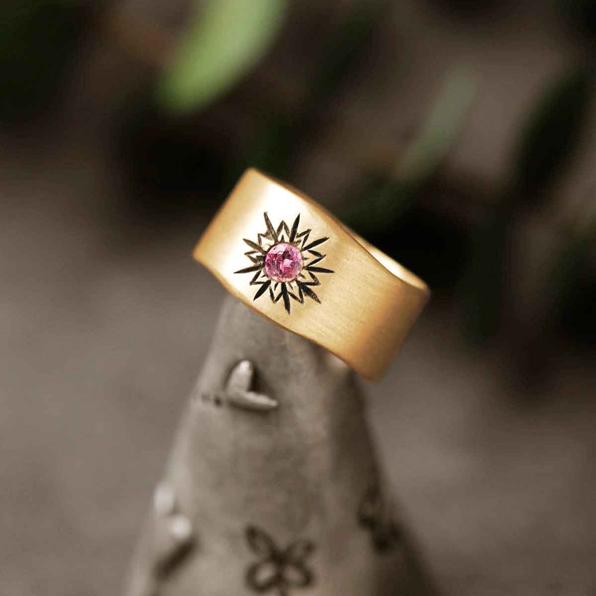 Sunburst Birthstone Ring (10K Solid Gold)
