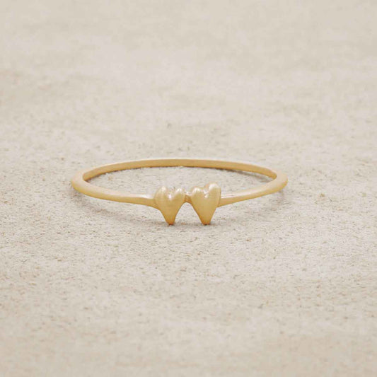 Sweet Love Ring - Two Hearts (10K Solid Gold)