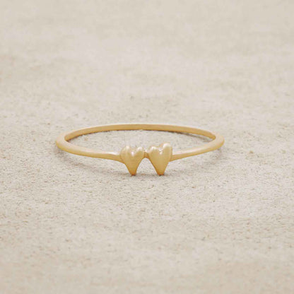 Sweet Love Ring - Two Hearts (Gold Vermeil)