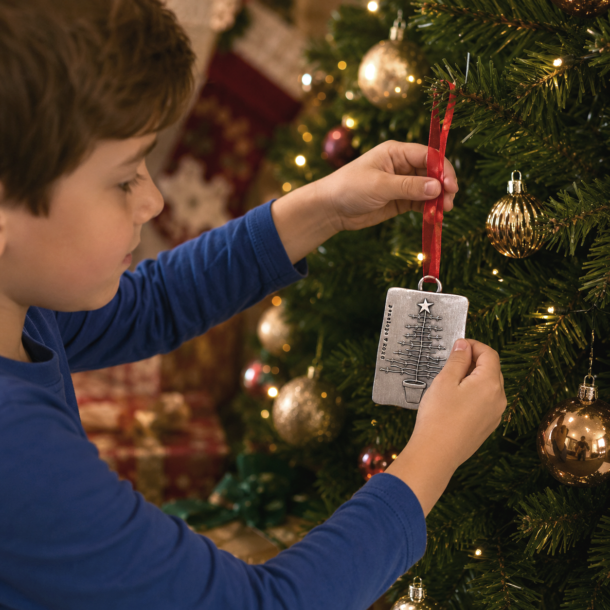 Simple Country Christmas Ornament (Pewter)