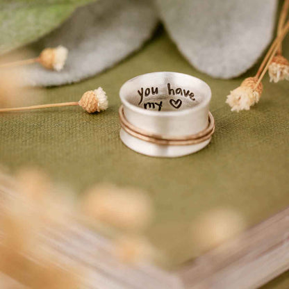 You Have My Heart Spinner Ring (Sterling Silver & Brass)