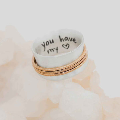 You Have My Heart Spinner Ring (Sterling Silver & Brass)