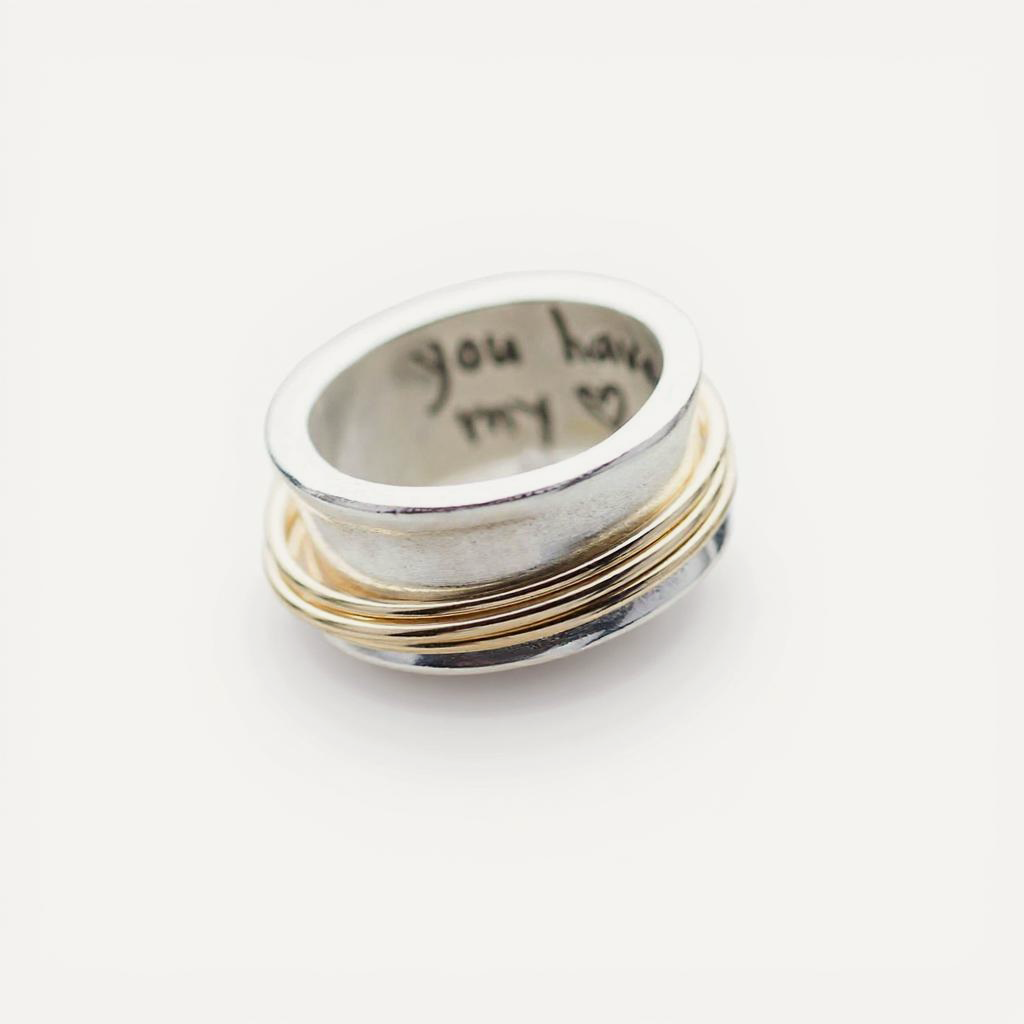 You Have My Heart Spinner Ring (Sterling Silver & Gold-Filled)